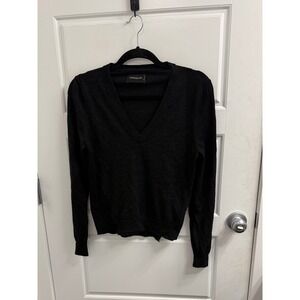 Zadig & Voltaire Womens Black V-Neck Long Sleeve 100% Merino Wool Sweater Size S